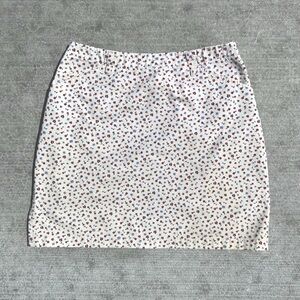Christoper & Banks Flower Pattern Cream 100% Cotton Summer Casual Skirt